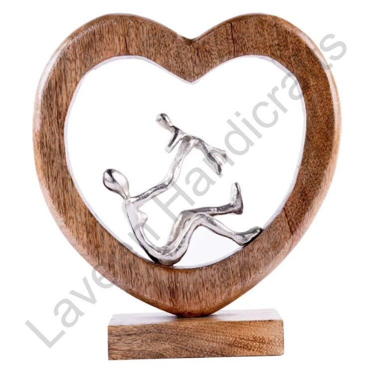Heart Shape Frame Table Top Brown / Silver