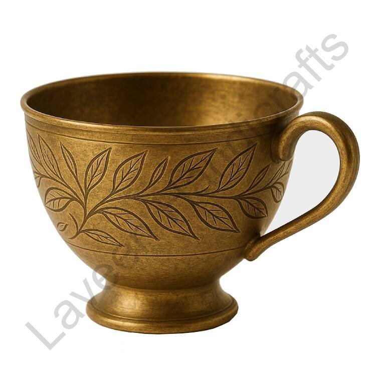 Engraved Leaves Design Tea Cup Golden
