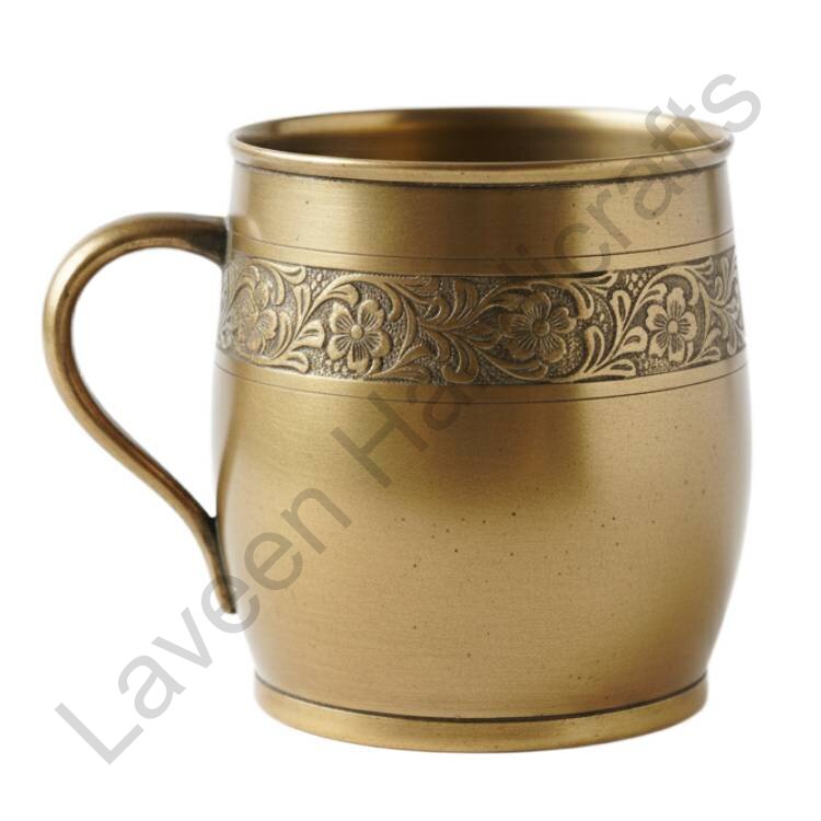 Engraved Floral Band Tea Cup Golden