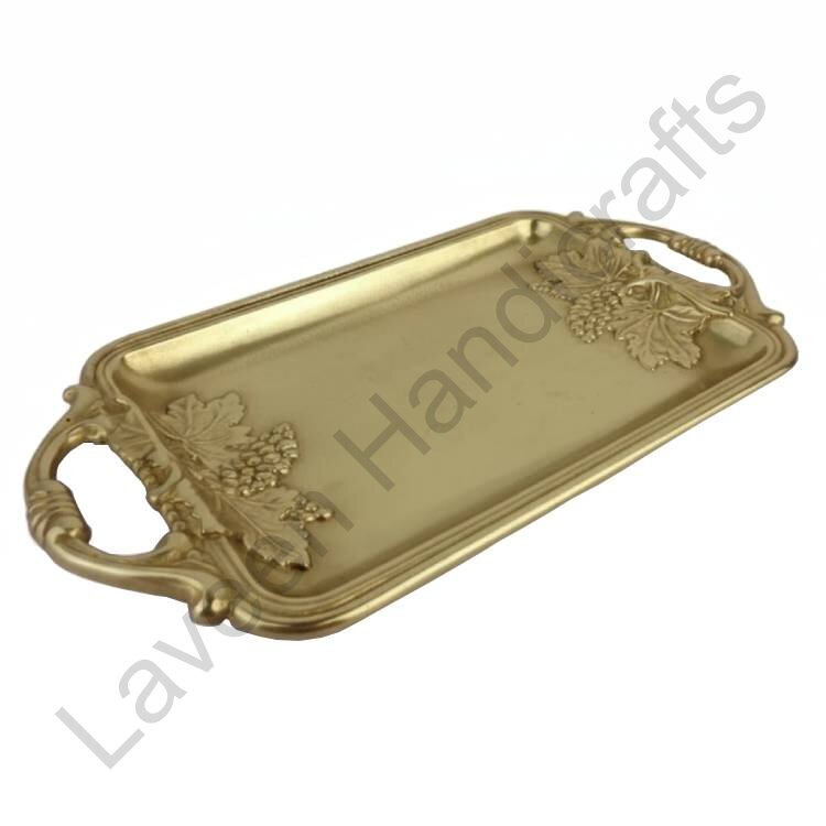 Elegant Grape Vine Design Tray Golden