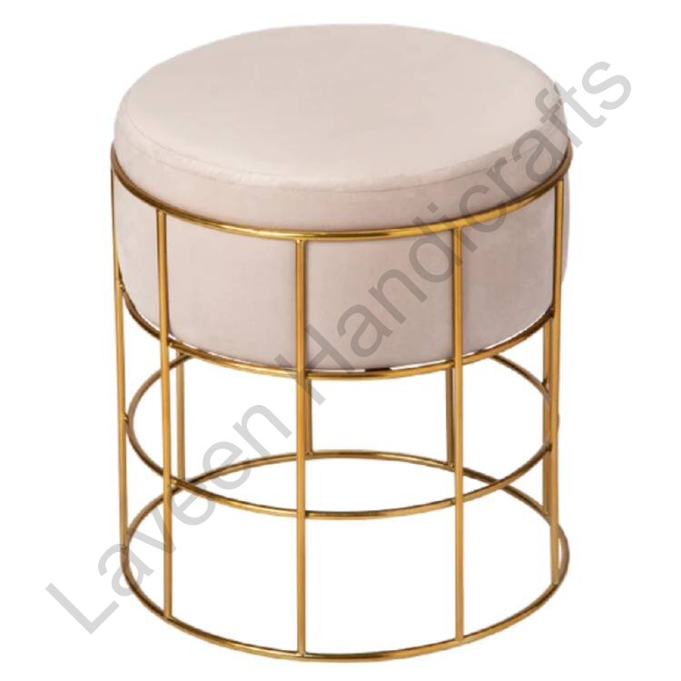 Round Pouffe Light Purple/ Golden