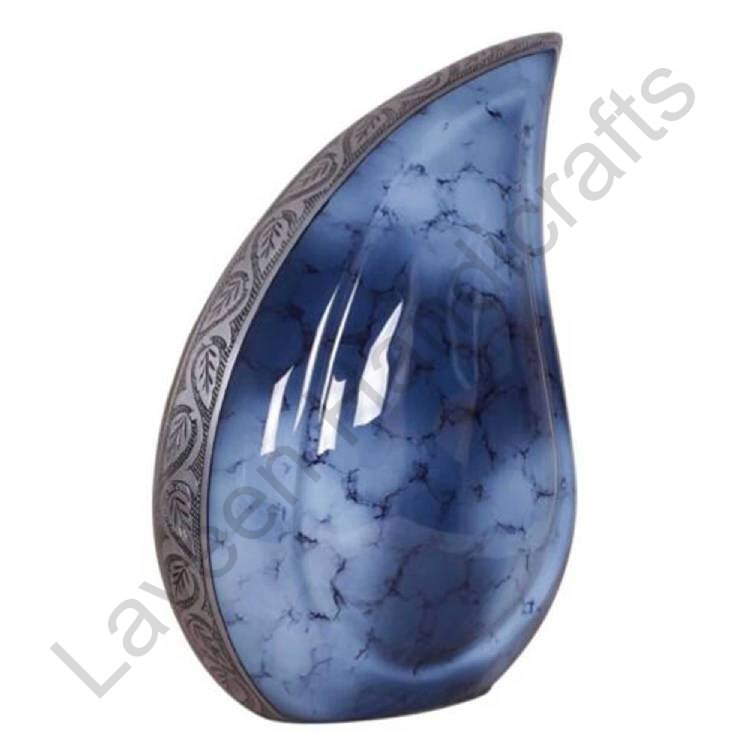 Marble Pattern Tear Drop Urn Navy Blue