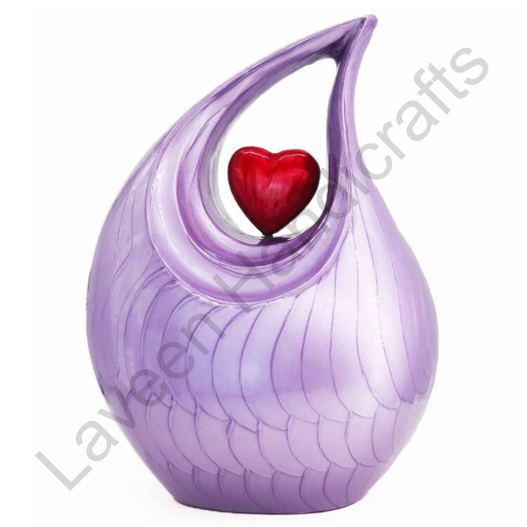 Heart Embrace Tear Drop Urn Purple
