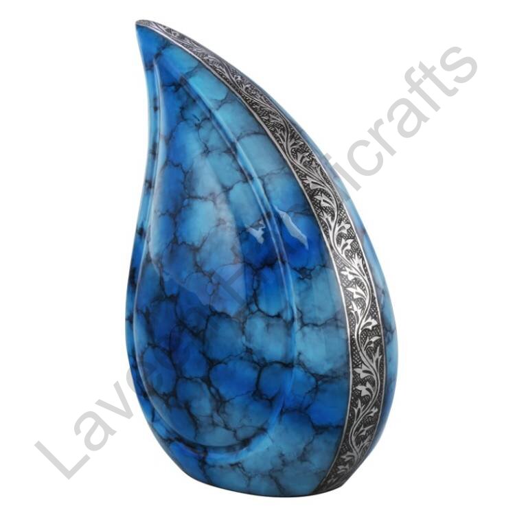 Marble Design Tear Drop Urn Blue