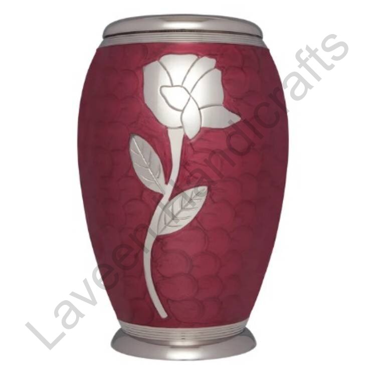 Silver Rose Design Human Urn Burgundy