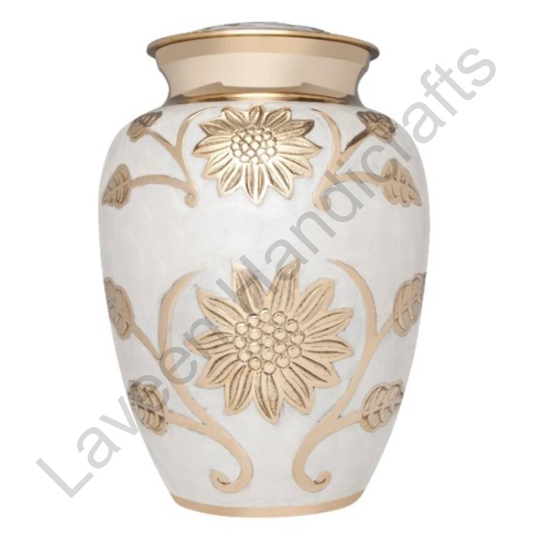 Sunflower Human Urn White / Golden