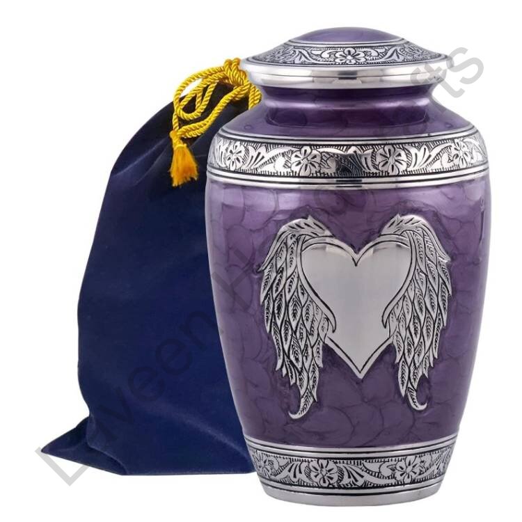 Angel Heart Wings Human Urn Purple