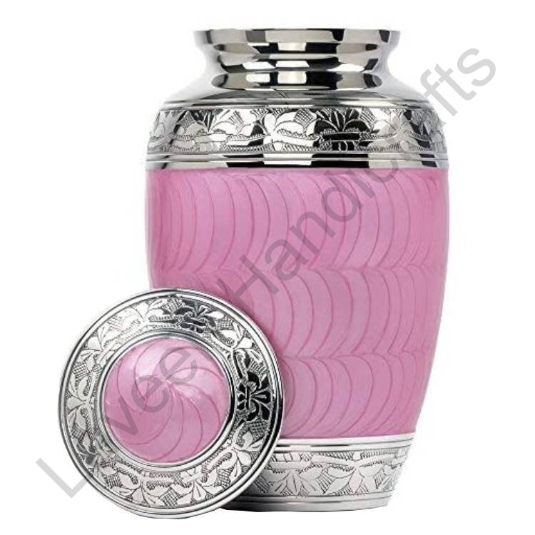 Opal Silver Band Human Urn Pink