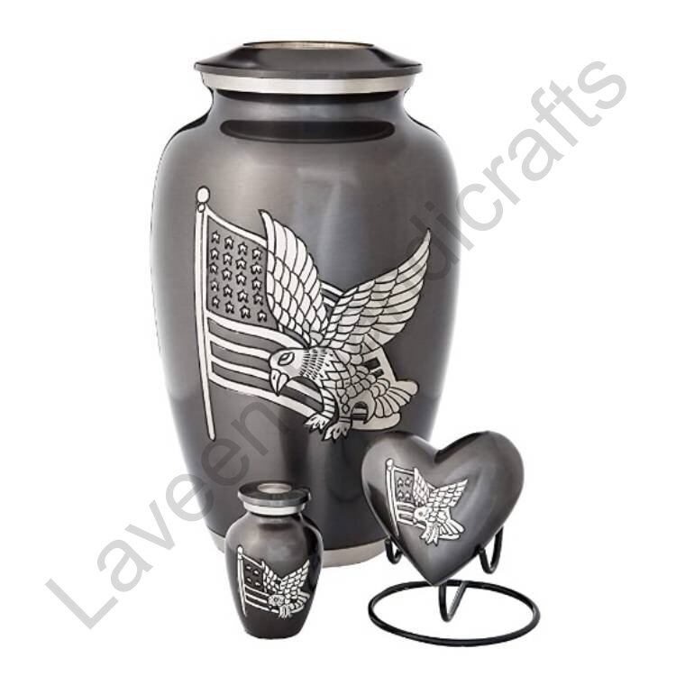 American Flag Bald Eagle Human Urn Grey - 3 Pcs