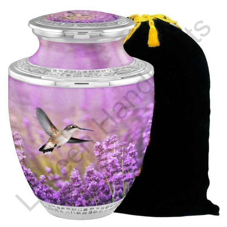 Hummingbird Meadow Human Urn Purple With Pouch