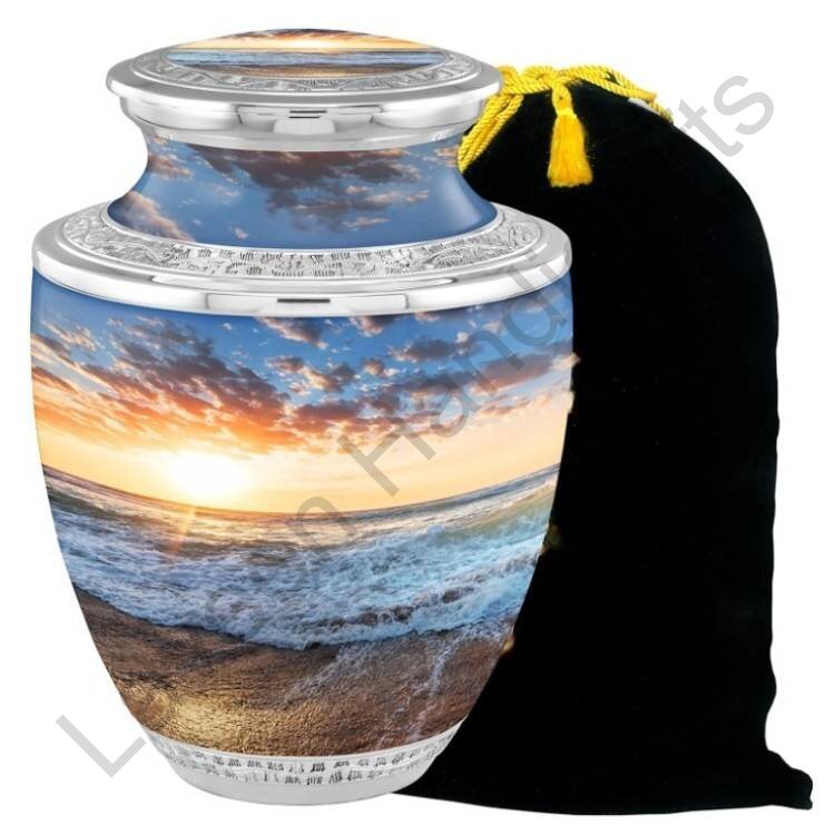 Sunrise Ocean Human Urn Blue With Pouch