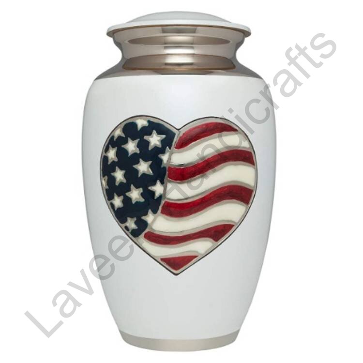 American Heart Flag Human Urn White