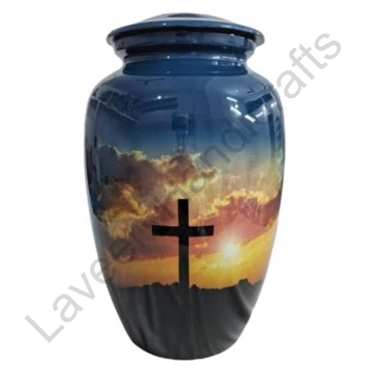 Sunset Cross Human Urn Blue