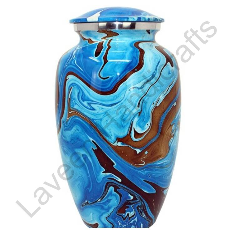 Marble Swirl Human Urn Blue
