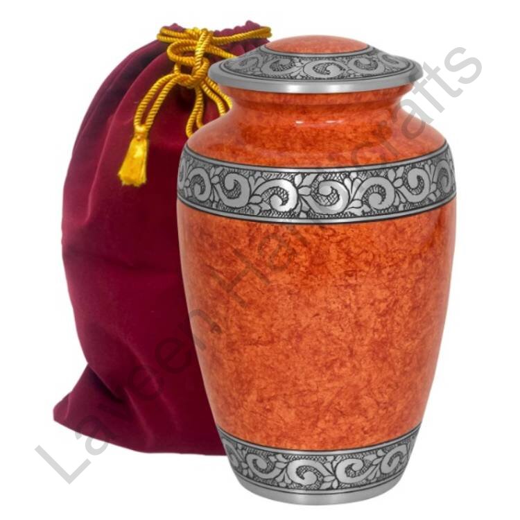 Simple Engraved Human Urn Orange