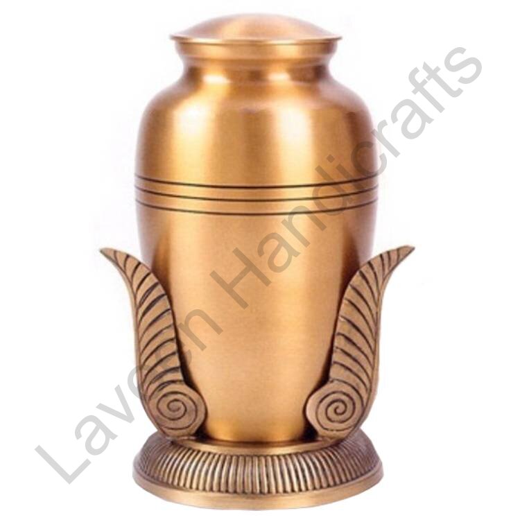 Leaf Pedestal Memorial Human Urn Golden