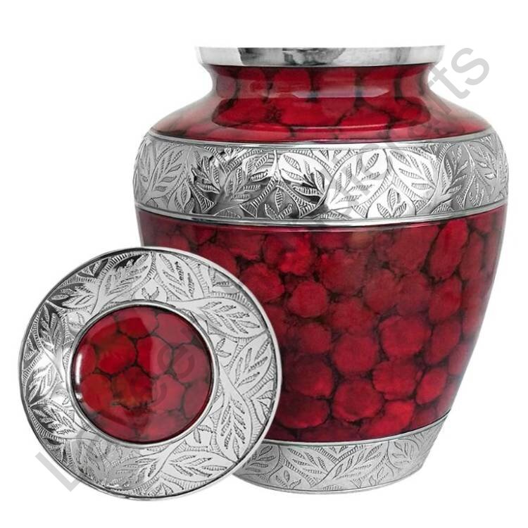Rose & Leaf Band Human Urn Red