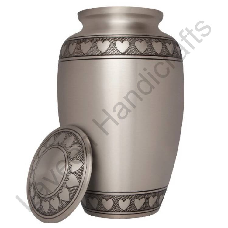 Heart Band Cremation Human Urn Silver