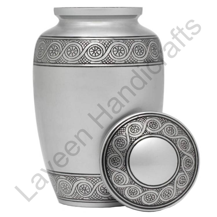 Spiral Flower Band Human Urn Silver