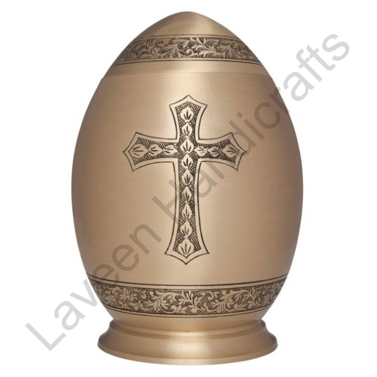 Cross Egg Shaped Human Urn Golden