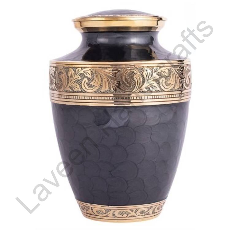 Golden Ornate Band Human Urn Black