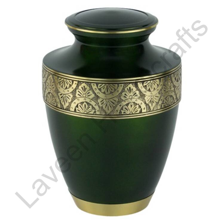 Gold Ornate Band Human Urn Green