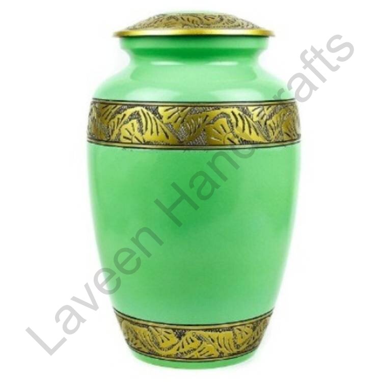 Gold Leaf Band Human Urn Green