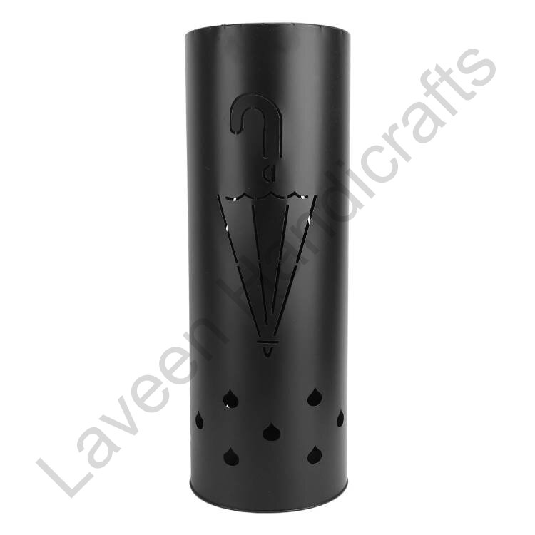 Anti-Rollover Round Iron Umbrella & Walking Stick Stand Black
