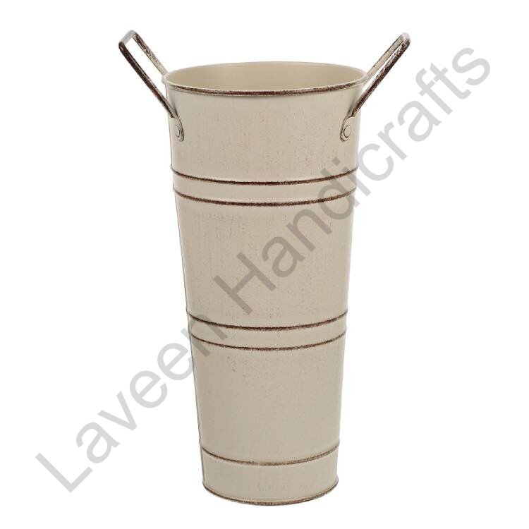 Bin Style Iron Umbrella & Walking Stick Stand Beige