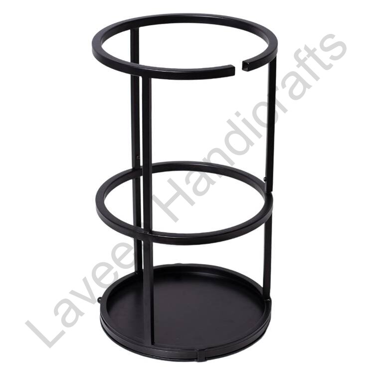 Circular Iron Umbrella & Walking Stick Stand Black