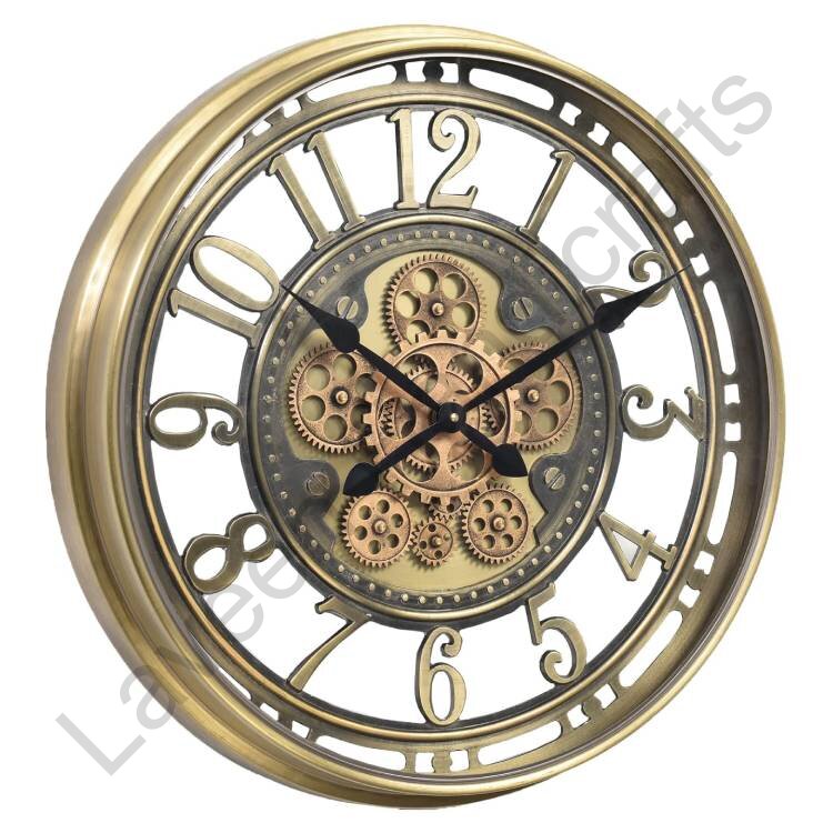 Moving Gears Wall Clock Golden