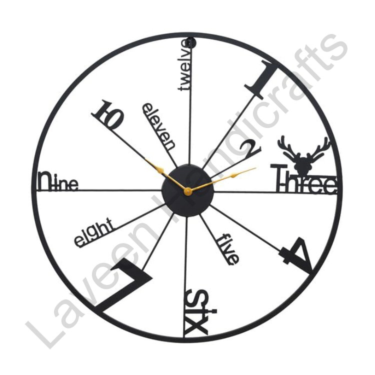 Alpha Numeric Round Wall Clock Black