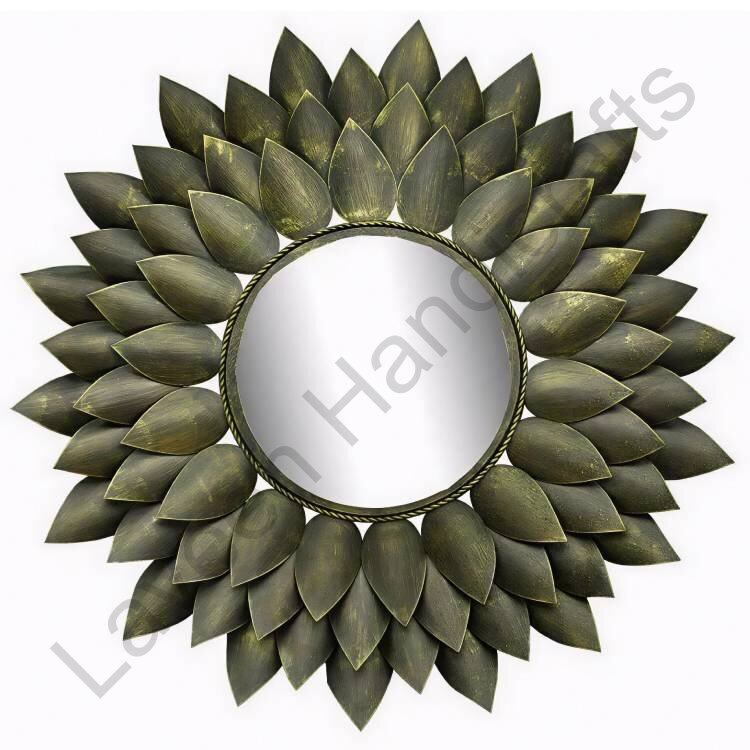 Round Mounted Wall Mirror Brown