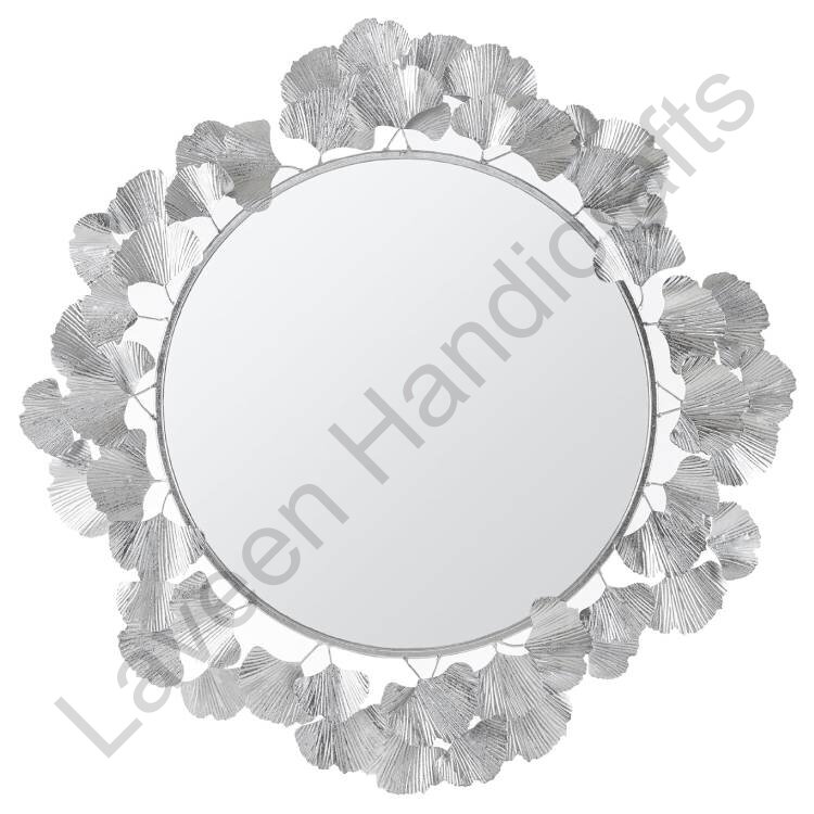Leaf Style Wall Mirror Silver