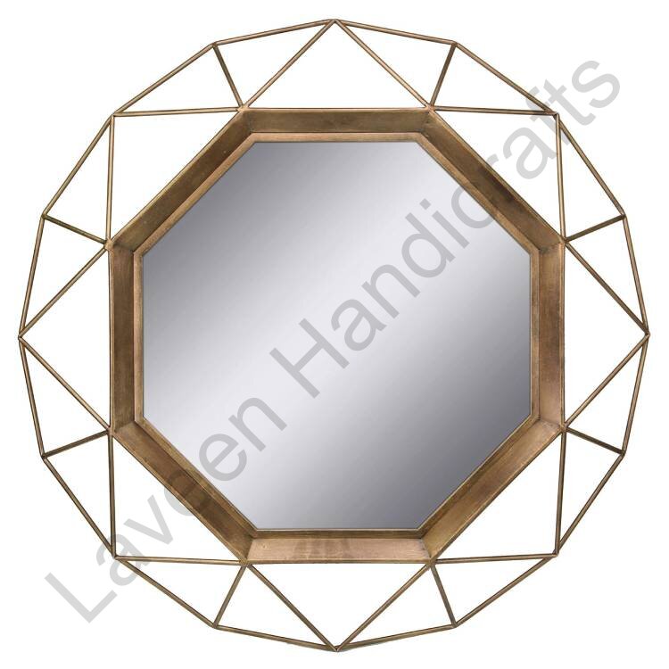Geometric Hanging Wall Mirror Golden