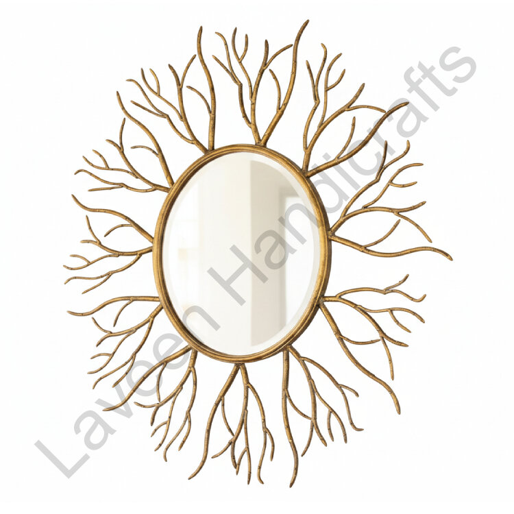 Branch Twig Oval Wall Mirror Golden